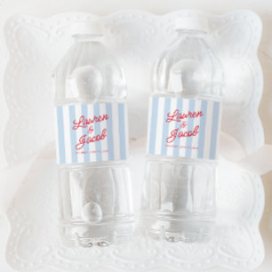 Moderne Minimale Minimalistische Blaue Streifen Ro Wasserflaschenetikett