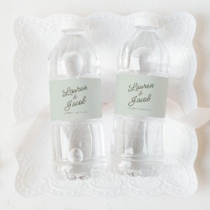 Moderne Minimale Minimalistische Grüne Hochzeit Wasserflaschenetikett