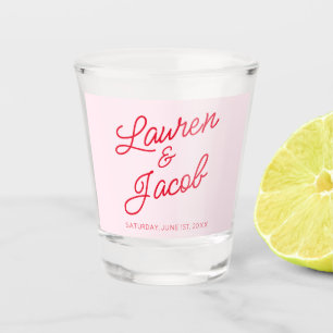 Moderne Minimale Minimalistische Rosa- und Rothals Schnapsglas