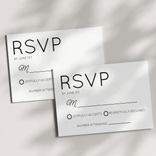 Moderne minimale Minimalistische Schwarz-weiße Hoc RSVP Karte
