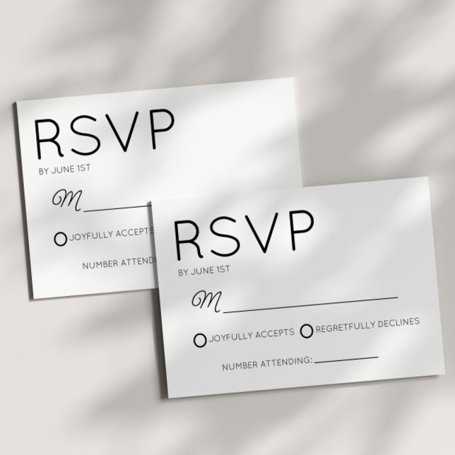 Moderne minimale Minimalistische Schwarz-weiße Hoc RSVP Karte (Von Creator hochgeladen)