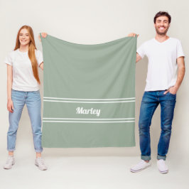 Moderne Minimale Mit Monogramm Skriptsprache Grün Fleecedecke