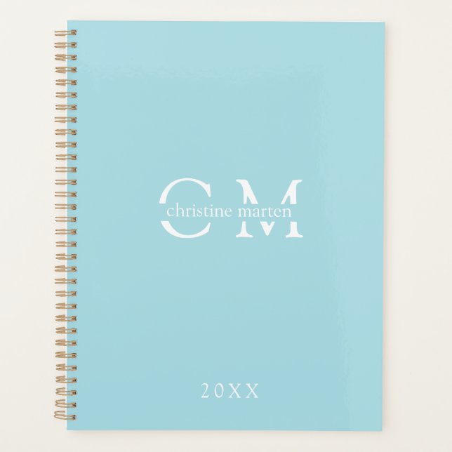 Moderne minimale Monogramm-Initialen Planer (Vorderseite)