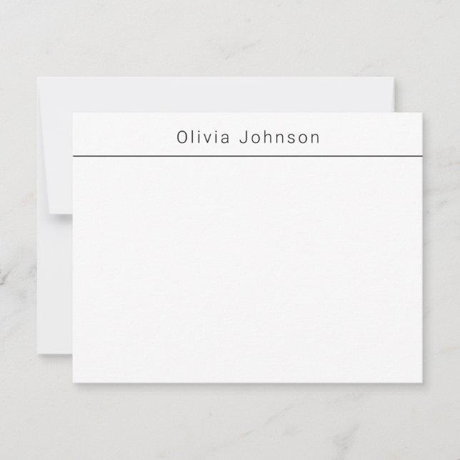 Moderne Minimale Monogramm Name White Flat Note Ca Mitteilungskarte (Vorderseite)