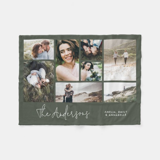 Moderne minimale Multi 8 Foto beste Freunde khaki Fleecedecke (Vorderseite (Horizontal))