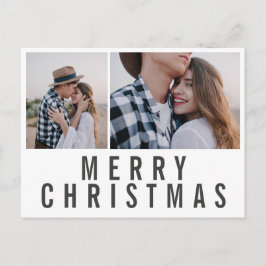 Moderne minimale Multi-Foto Schwarz-weiße Weihnach Postkarte