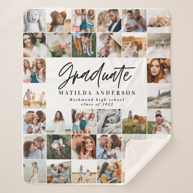 Moderne minimale Multi-Foto-Script Papa Geschenk F Sherpadecke (Vorderseite)