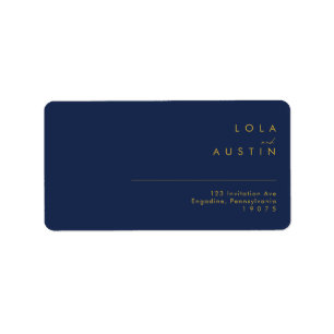 Moderne minimale Navy Blue Gold Hochzeit RSVP-Adre Adressaufkleber