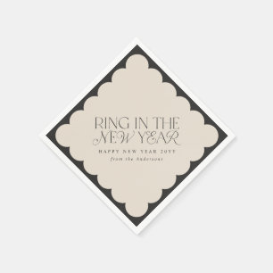 Moderne minimale Neujahr schwarze Feiertage weitab Serviette