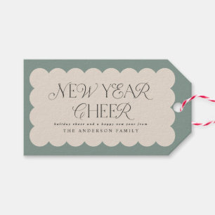 Moderne minimale Neujahrslängen mit grüner Retroka Geschenkanhänger