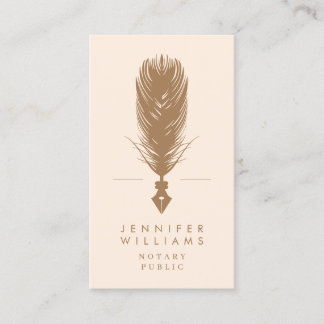Moderne minimale Notar öffentliche Quill Feather | Visitenkarte