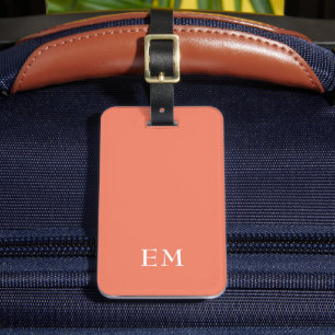 Moderne minimale Orange-Mit Monogramm Initialen Gepäckanhänger