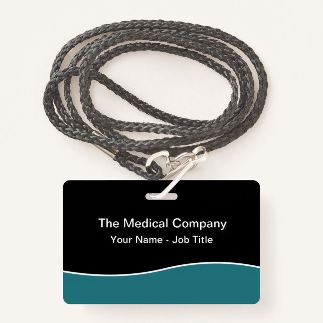 Moderne minimale Personalangaben Abzeichen Ausweis (Vorderseite mit Schlüsselband)