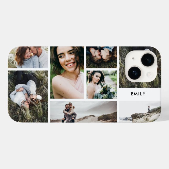 Moderne minimale personalisierte Familie mit 7 Fot Case-Mate iPhone Hülle (Rückseite (Horizontal))
