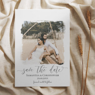 Moderne Minimale Pinselstriche Foto Save-the-Date 