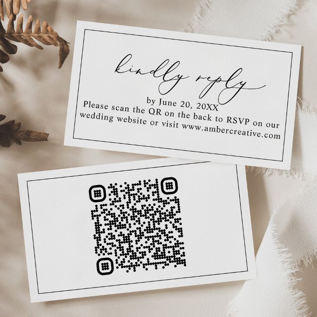 Moderne minimale QR-Code-Hochzeit-RSVP-Abschlusska Visitenkarte (Von Creator hochgeladen)