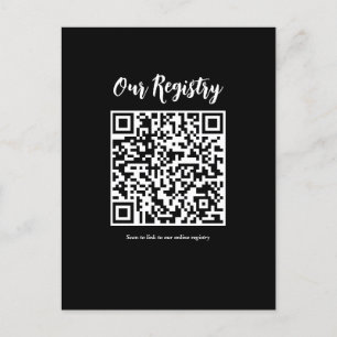 Moderne minimale QR-Code scannbare Hochzeits-Regis Postkarte