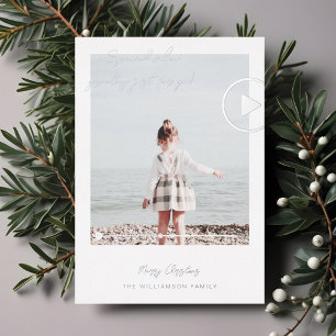 Moderne minimale QR-Codefamilie Video Message Foil Folien Feiertagskarte