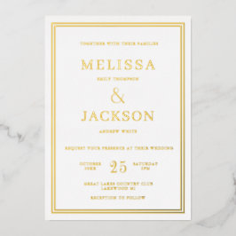 Moderne Minimale Rahmen Elegante Hochzeit Folieneinladung