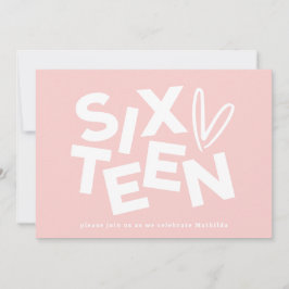 Moderne minimale rosa mädchenhafte Typografie 16.  Einladung