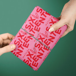 Moderne minimale rosa Typografie 16. Geburtstag Geschenkpapier