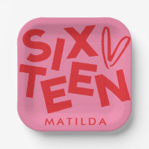 Moderne minimale rosa Typografie 16. Geburtstag