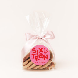 Moderne minimale rosa Typografie 16. Geburtstag Runder Aufkleber