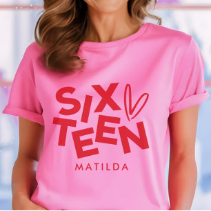 Moderne minimale rosa Typografie 16. Geburtstag T-Shirt