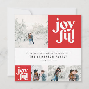 Moderne minimale rot-fröhliche Typografie Foto Url Feiertagskarte