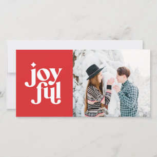 Moderne minimale rot-fröhliche Typografie Foto Url Feiertagskarte