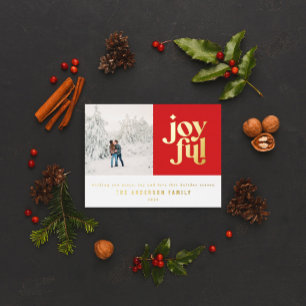 Moderne minimale rote Weihnachtstypografie Foil Ho Folien Feiertagspostkarte