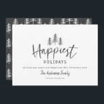 Moderne minimale rustikale Bauernhaus Weihnachten<br><div class="desc">Moderne minimale Bauernstil Weihnachten rustikale stilvolle glückliche Urlaubskarte. Mit modernem handgezeichneten Text und Bäumen. Die Hintergrundfarbe kann angepasst werden.</div>