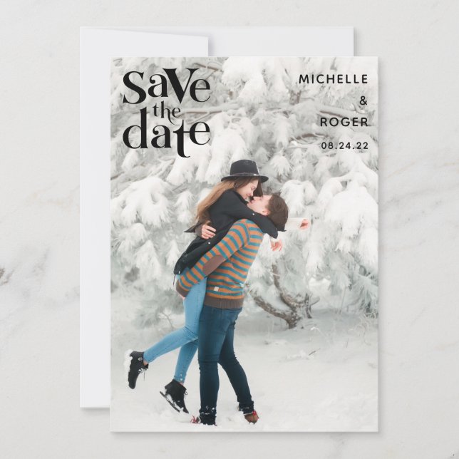 moderne minimale rustikale Foto Save the Date Card (Vorderseite)