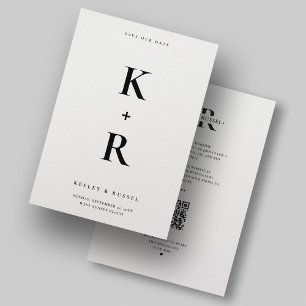 Moderne minimale saubere Monogramm-Weiße Hochzeit Save The Date
