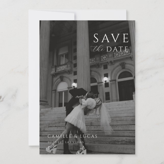 Moderne minimale Save the Date Einladung (Vorderseite)