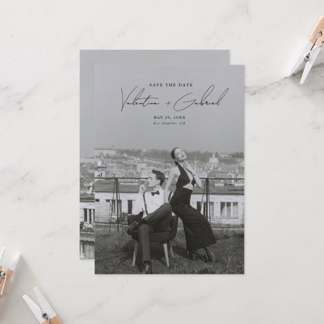 Moderne minimale Save the Date Einladung (Vorderseite/Rückseite Beispiel)