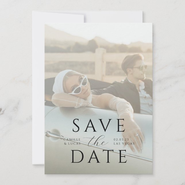 Moderne minimale Save the Date Einladung (Vorderseite)