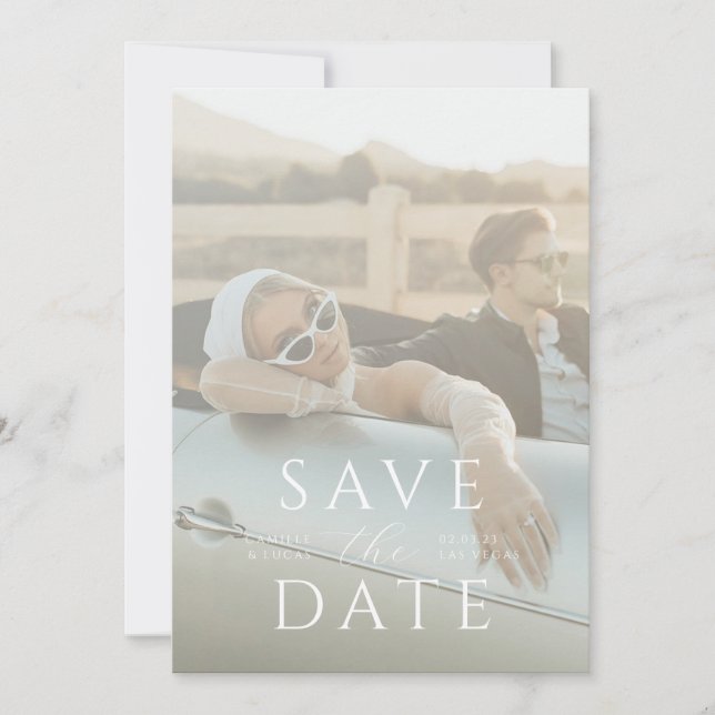 Moderne minimale Save the Date Einladung (Vorderseite)