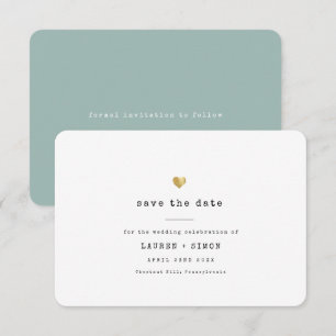 Moderne Minimale Schreibmaschine Gold Heart Weddin Save The Date