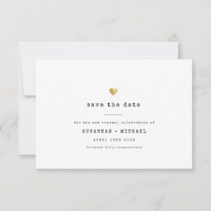 Moderne Minimale Schreibmaschine Gold Herz-Wind Er Save The Date