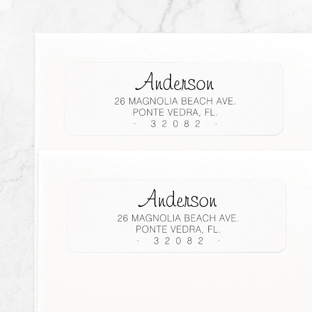 Moderne Minimale Schrift 04 | Rücksendeadresse (Modern handlettered name minimal basic font mix return address label design in black and white.)