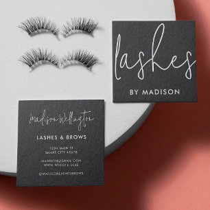 Moderne minimale Schwarz-Script-Beauty-Lashes Quadratische Visitenkarte
