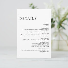Moderne minimale Schwarz-Weiß-Hochzeitsdetails Begleitkarte