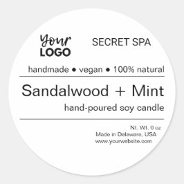 Moderne minimale Schwarz-Weiß-Logo-Kerzenverpackun Runder Aufkleber