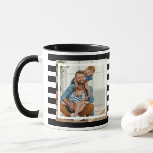 Moderne minimale Schwarz-Weiß-Streifen 2 Foto Tasse