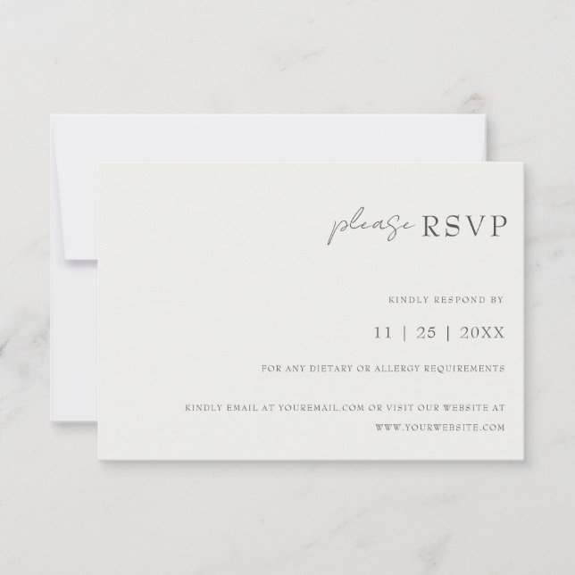 Moderne Minimale Schwarz-Weiß-Typografie-Hochzeit RSVP Karte (Vorderseite)