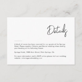 Moderne minimale Schwarz-weiße Skripthochzeit Begleitkarte