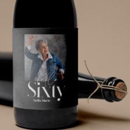 Moderne minimale schwarze 60. Geburtstag Weinetikett