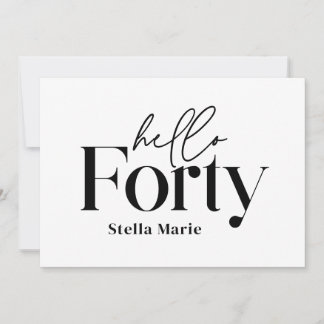Moderne minimale schwarze einfach 40. Geburtstag Einladung