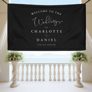 Moderne, minimale, schwarze Hochzeit Banner